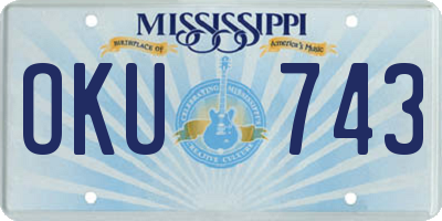 MS license plate OKU743