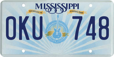 MS license plate OKU748