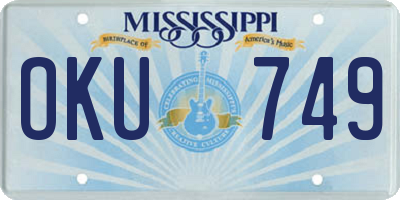 MS license plate OKU749