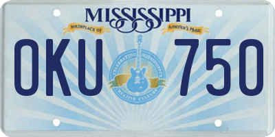 MS license plate OKU750