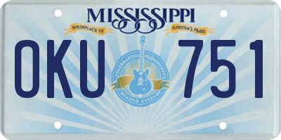 MS license plate OKU751