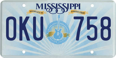 MS license plate OKU758