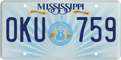 MS license plate OKU759