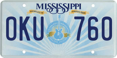 MS license plate OKU760