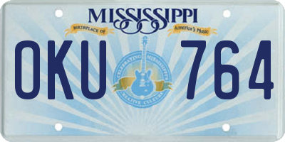 MS license plate OKU764