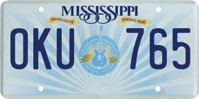 MS license plate OKU765
