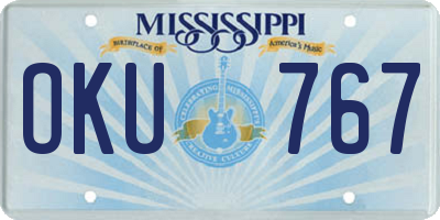 MS license plate OKU767