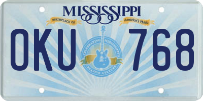 MS license plate OKU768