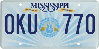 MS license plate OKU770
