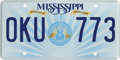 MS license plate OKU773