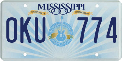 MS license plate OKU774