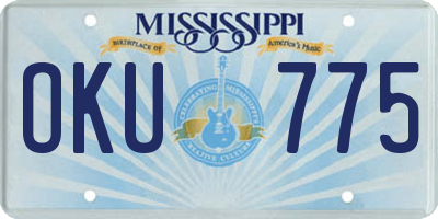 MS license plate OKU775