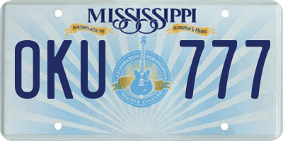MS license plate OKU777
