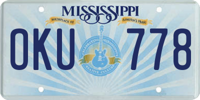 MS license plate OKU778