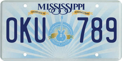 MS license plate OKU789
