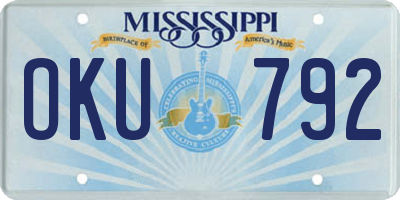 MS license plate OKU792