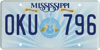 MS license plate OKU796
