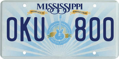 MS license plate OKU800