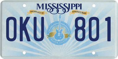 MS license plate OKU801