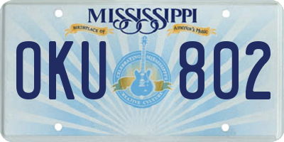 MS license plate OKU802