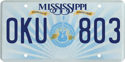 MS license plate OKU803