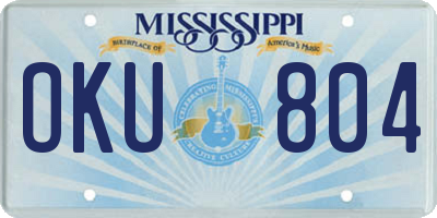 MS license plate OKU804