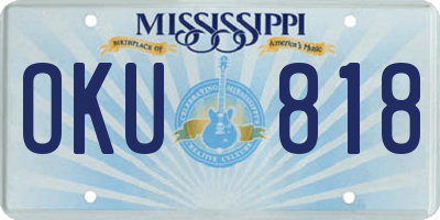 MS license plate OKU818