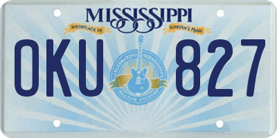 MS license plate OKU827