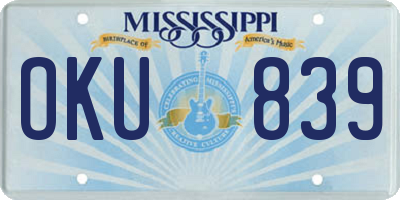 MS license plate OKU839