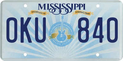 MS license plate OKU840