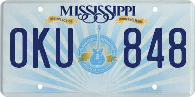 MS license plate OKU848