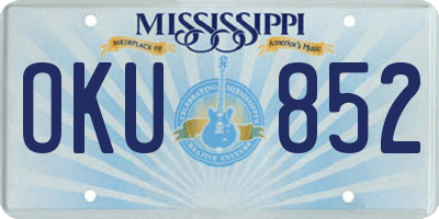 MS license plate OKU852