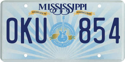 MS license plate OKU854