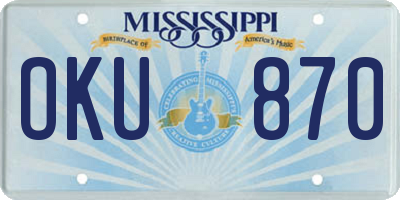 MS license plate OKU870