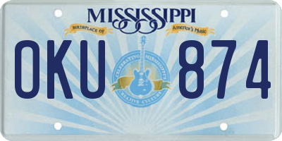 MS license plate OKU874