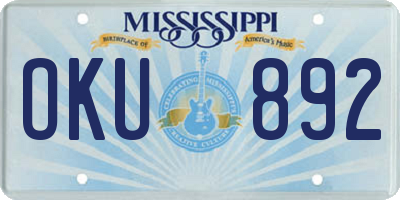 MS license plate OKU892
