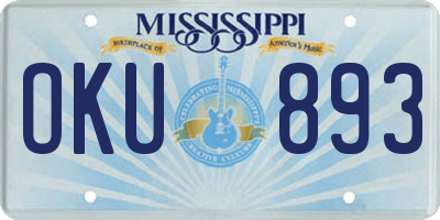 MS license plate OKU893