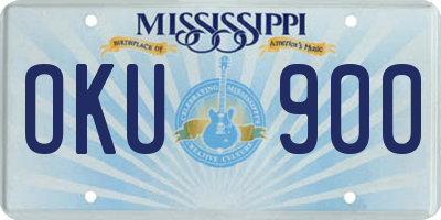 MS license plate OKU900