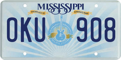 MS license plate OKU908