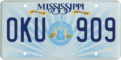 MS license plate OKU909