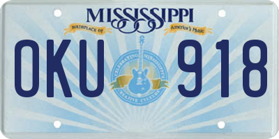 MS license plate OKU918