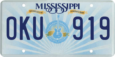 MS license plate OKU919
