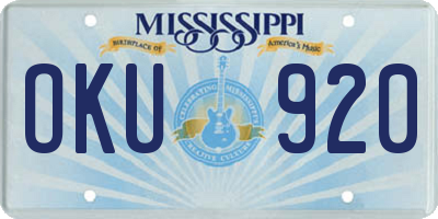 MS license plate OKU920