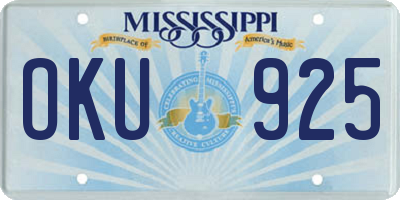 MS license plate OKU925