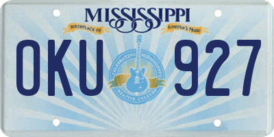 MS license plate OKU927