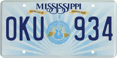 MS license plate OKU934