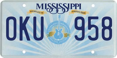 MS license plate OKU958