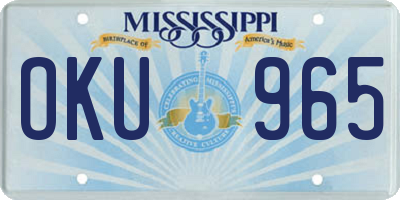 MS license plate OKU965