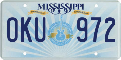 MS license plate OKU972