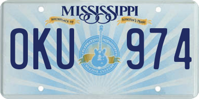 MS license plate OKU974